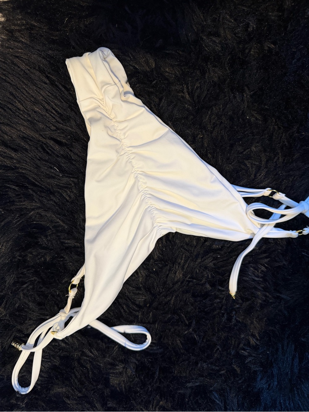 Beach Bunny White Scrunch Side Tie Bikini Bottom